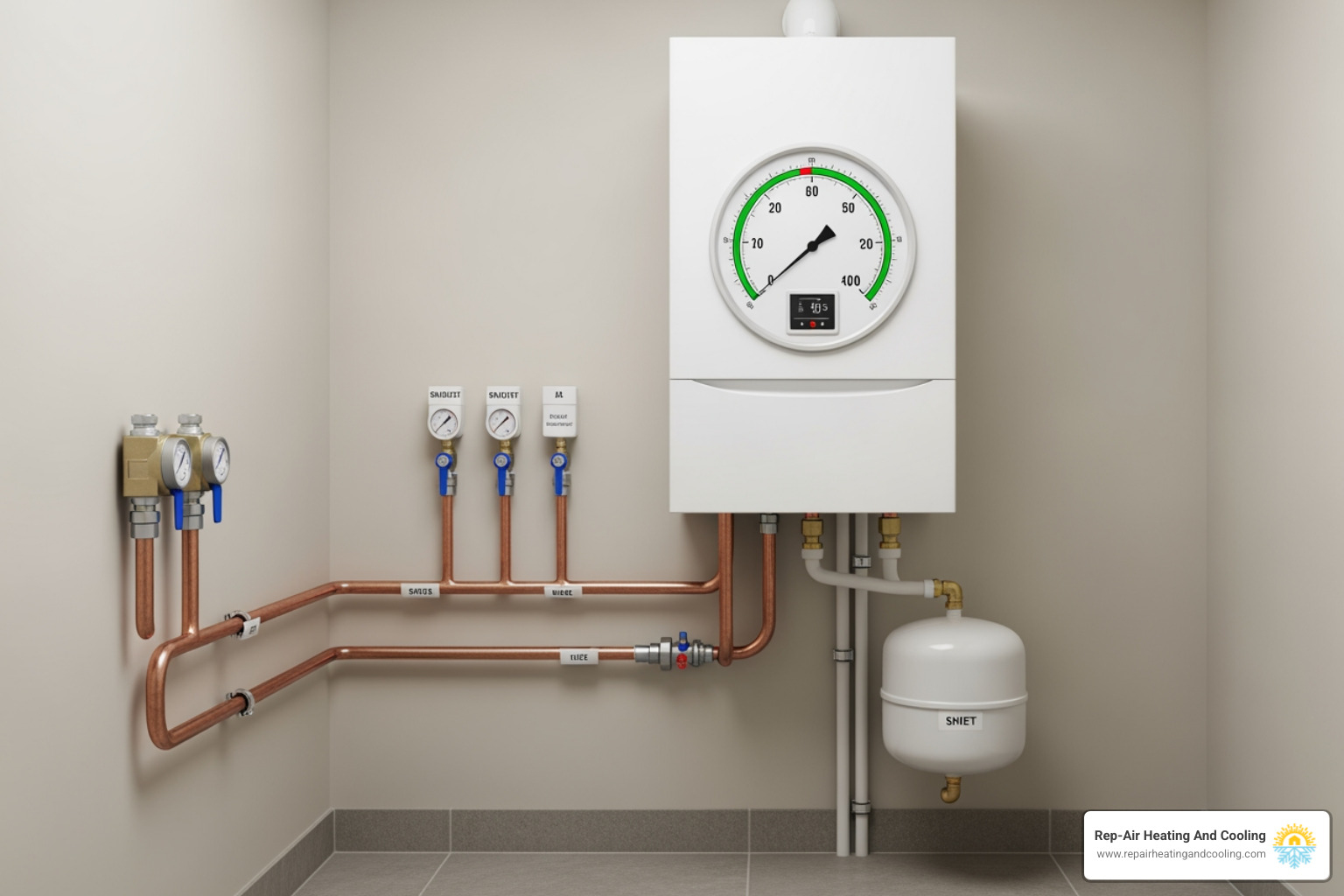residential boiler and its pressure gauge - heating making noise in Langley, BC