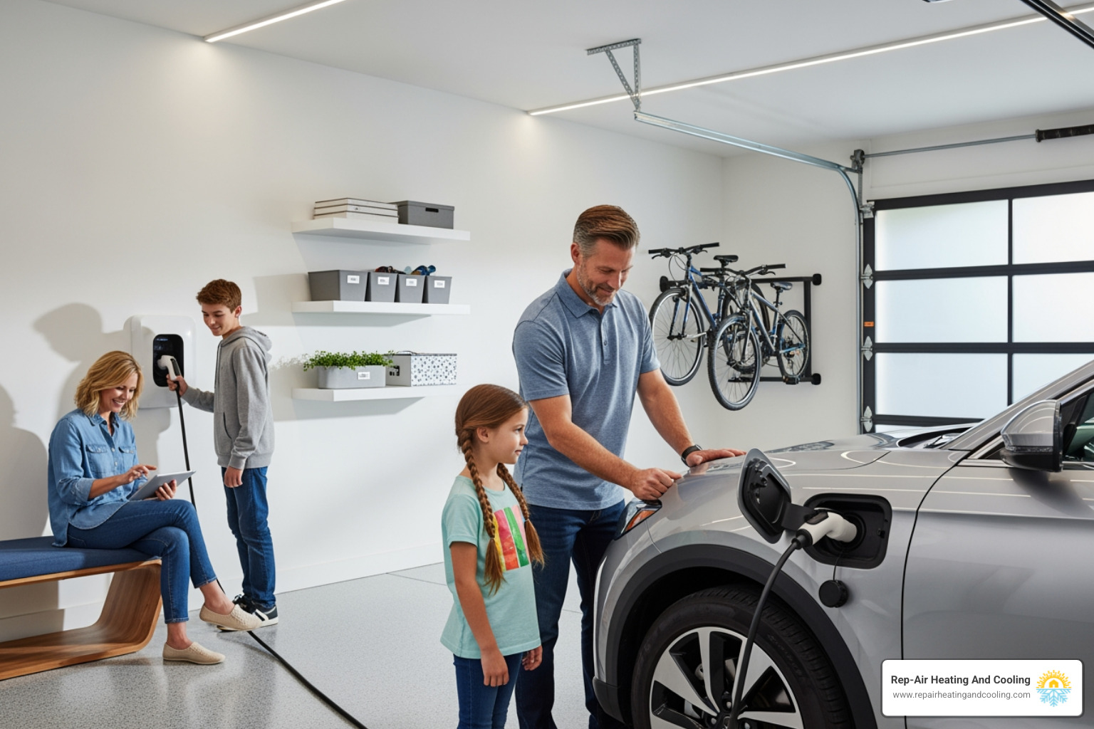 family using modern electronics and an EV charger in their garage - panel upgrade mission bc family using modern electronics and an EV charger in their garage - panel upgrade mission bc
