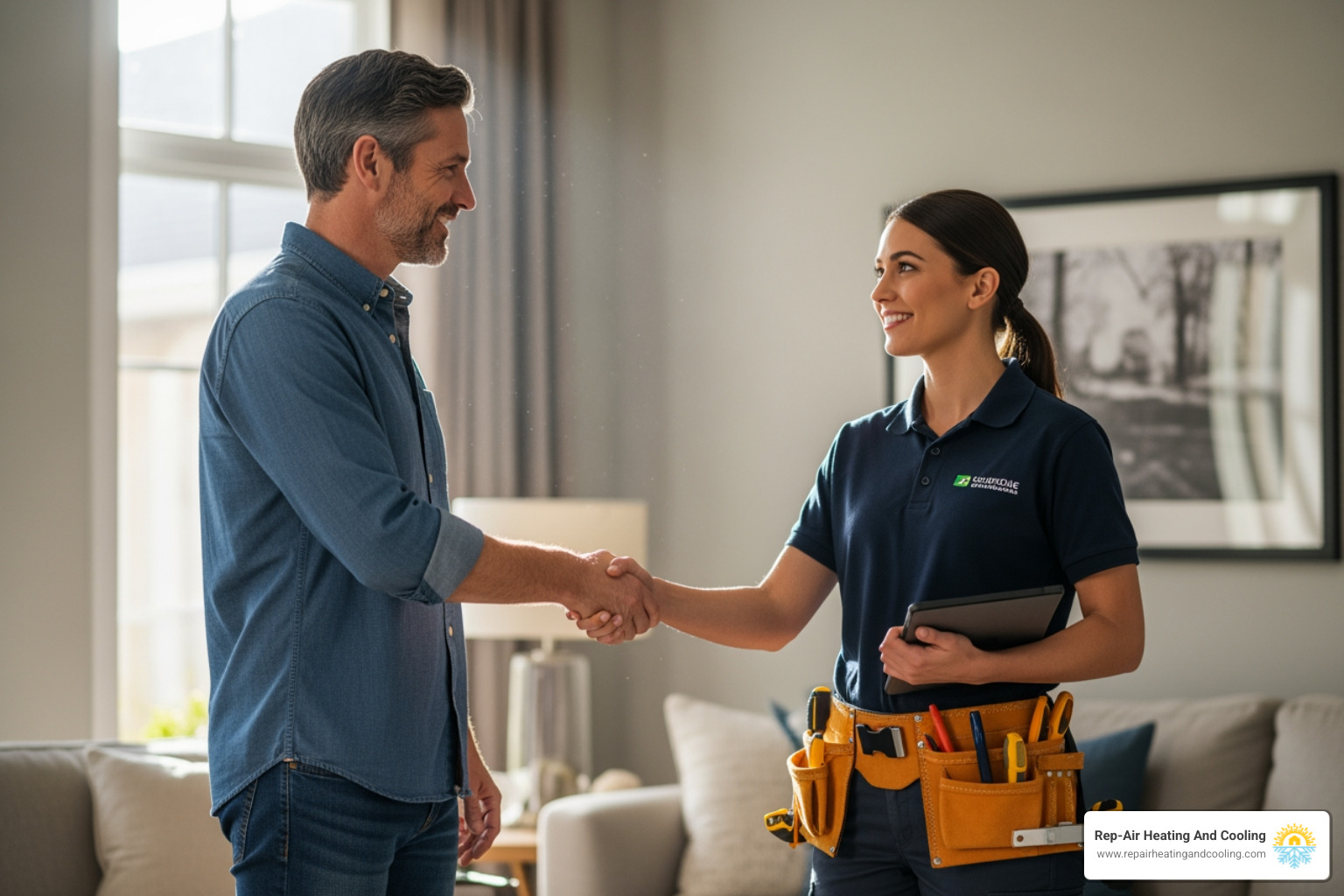 Homeowner shaking hands with a friendly electrician - licensed electrician abbotsford bc