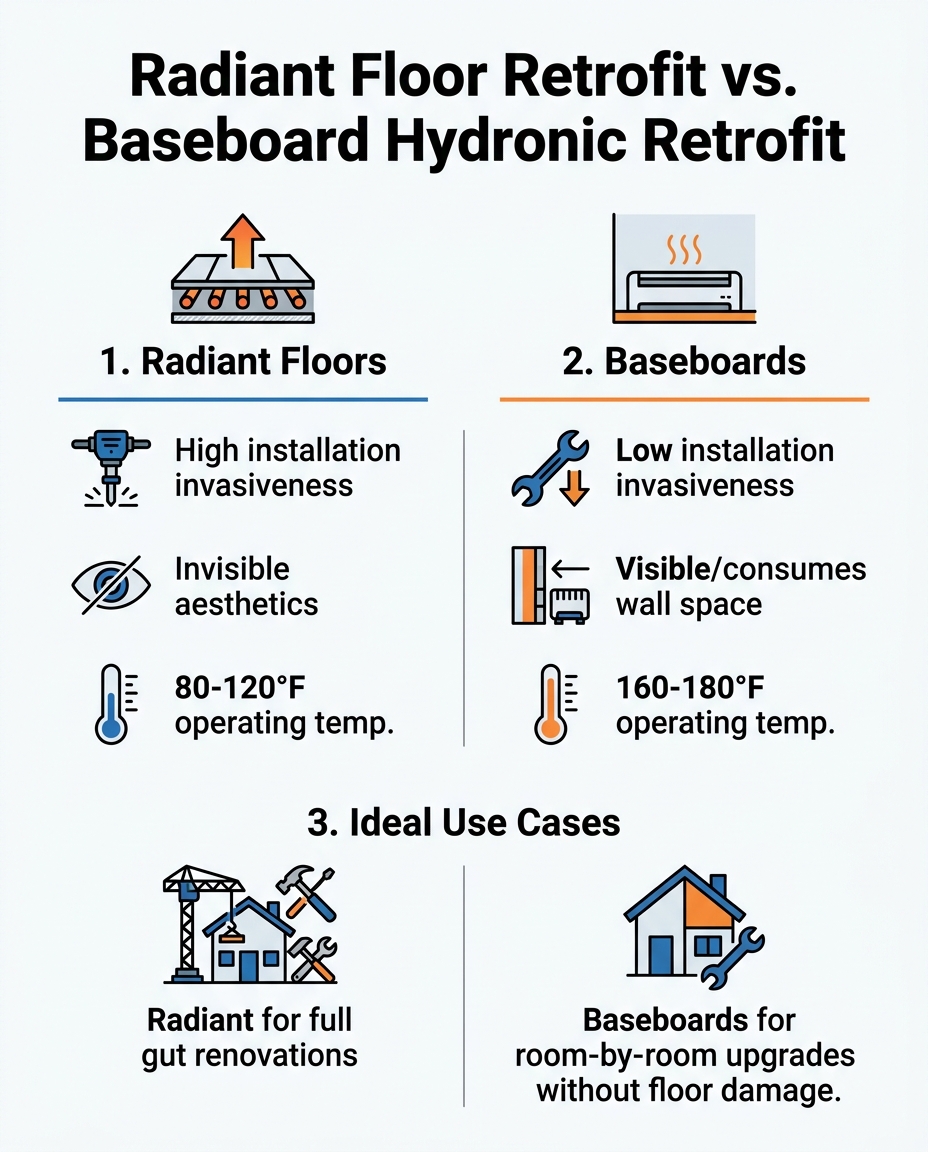 Radiant Floor Retrofit vs. Baseboard Hydronic Retrofit