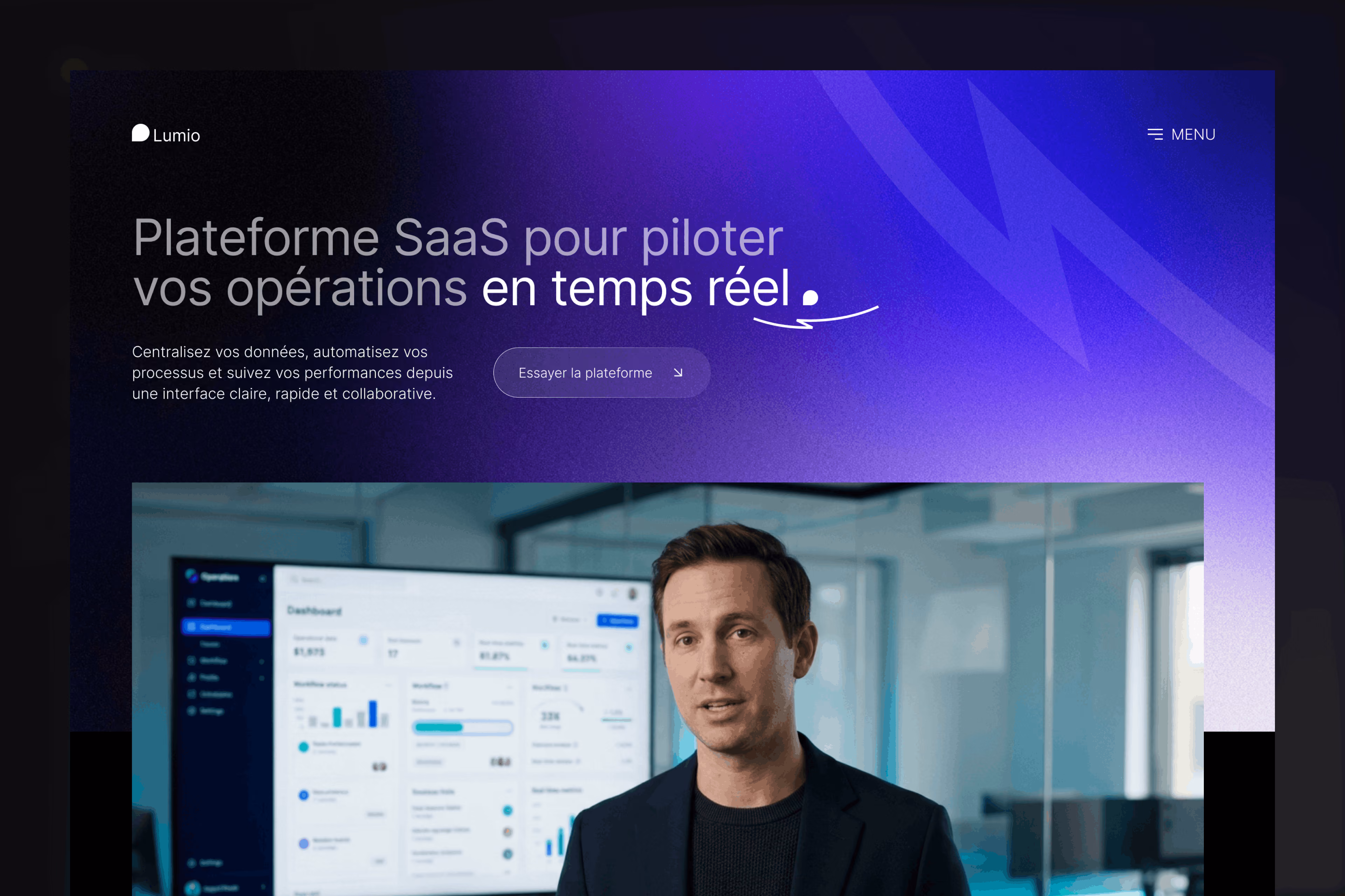 Mock up du site web du SAAS Lumio