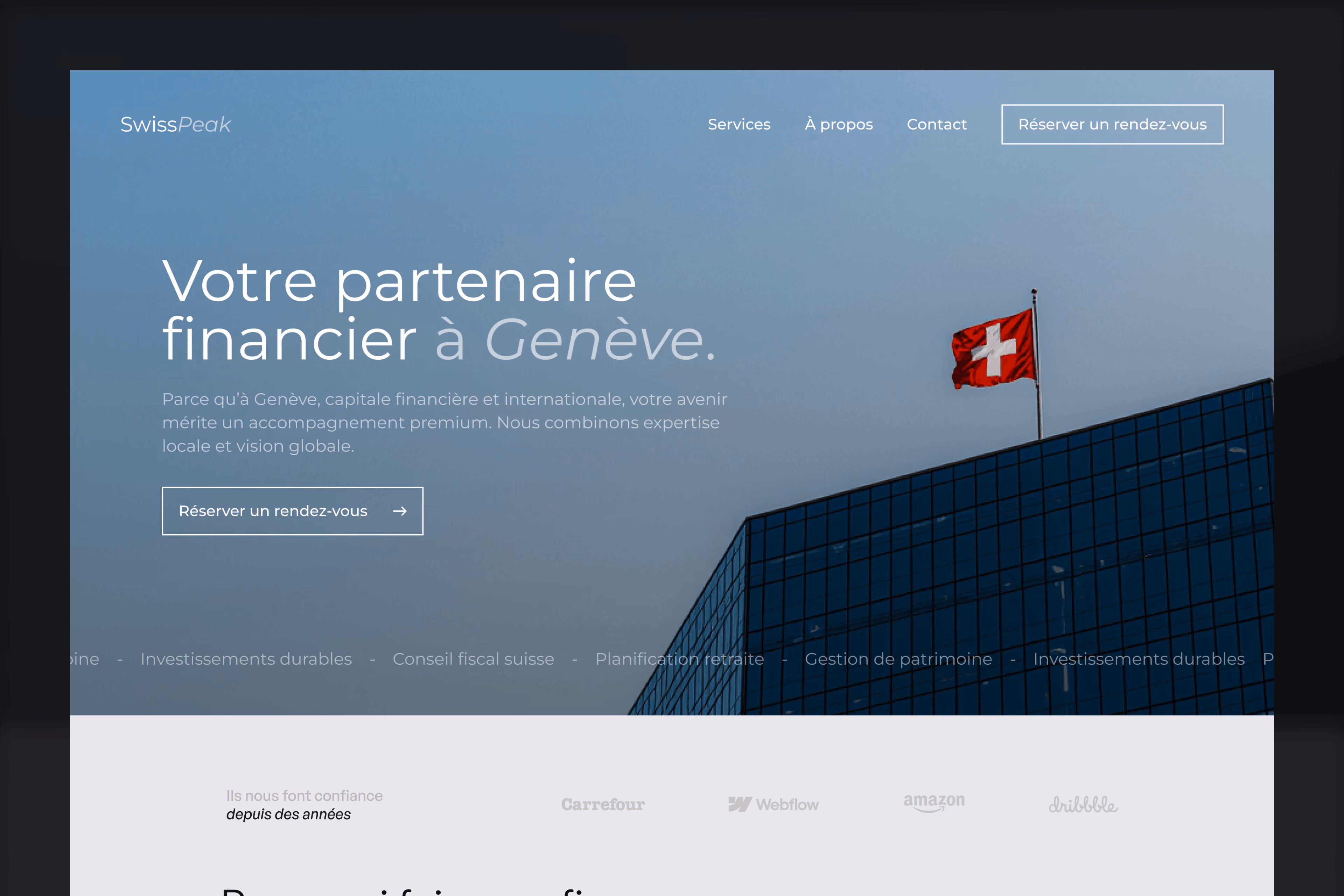 Mock up du site web SwissPeak