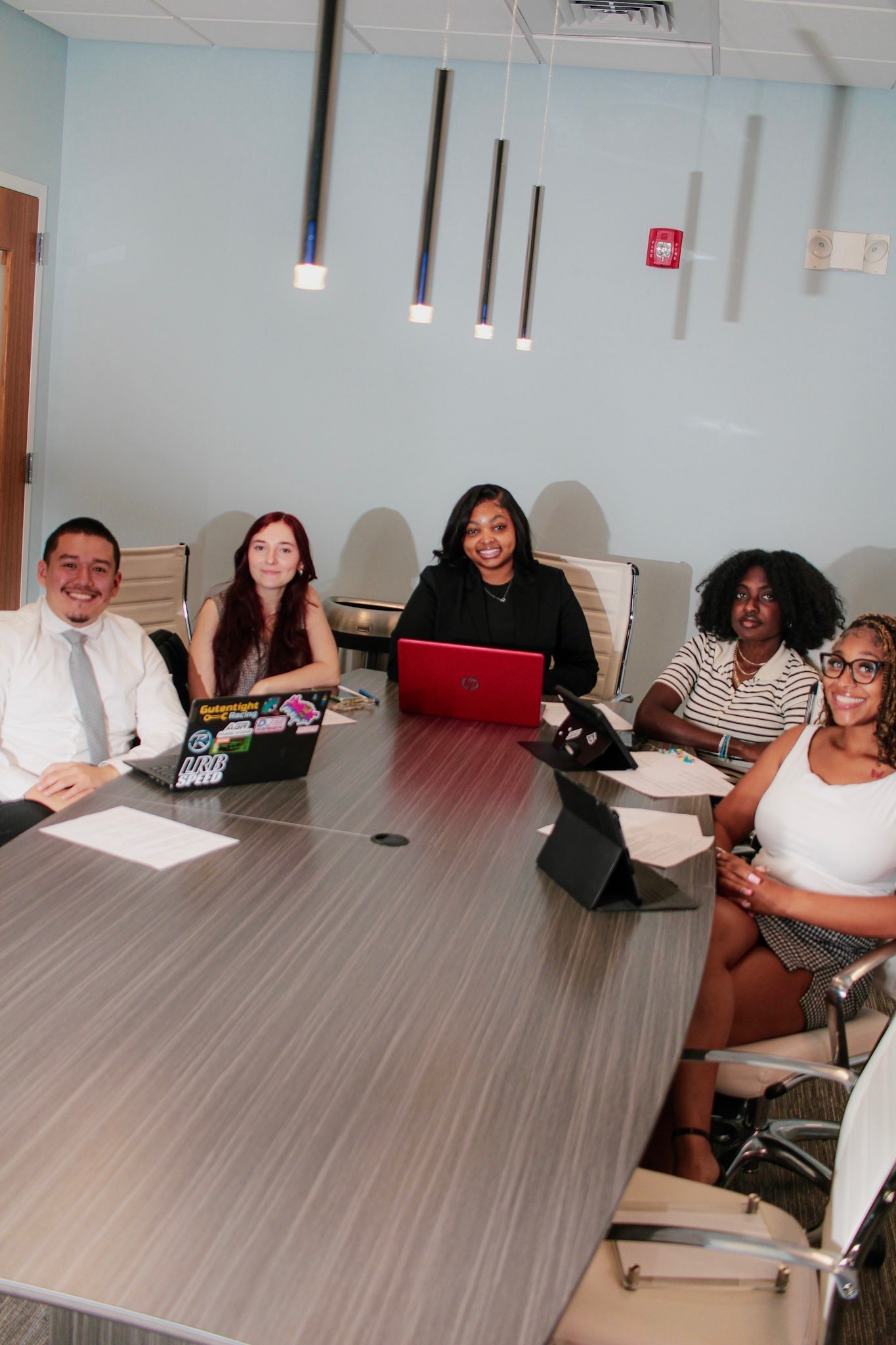 a bustling office environment (for a social media and communication)