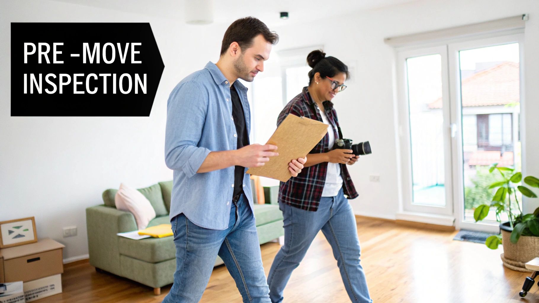 A person handing a formal document to another person, representing a tenant giving written notice to a landlord.