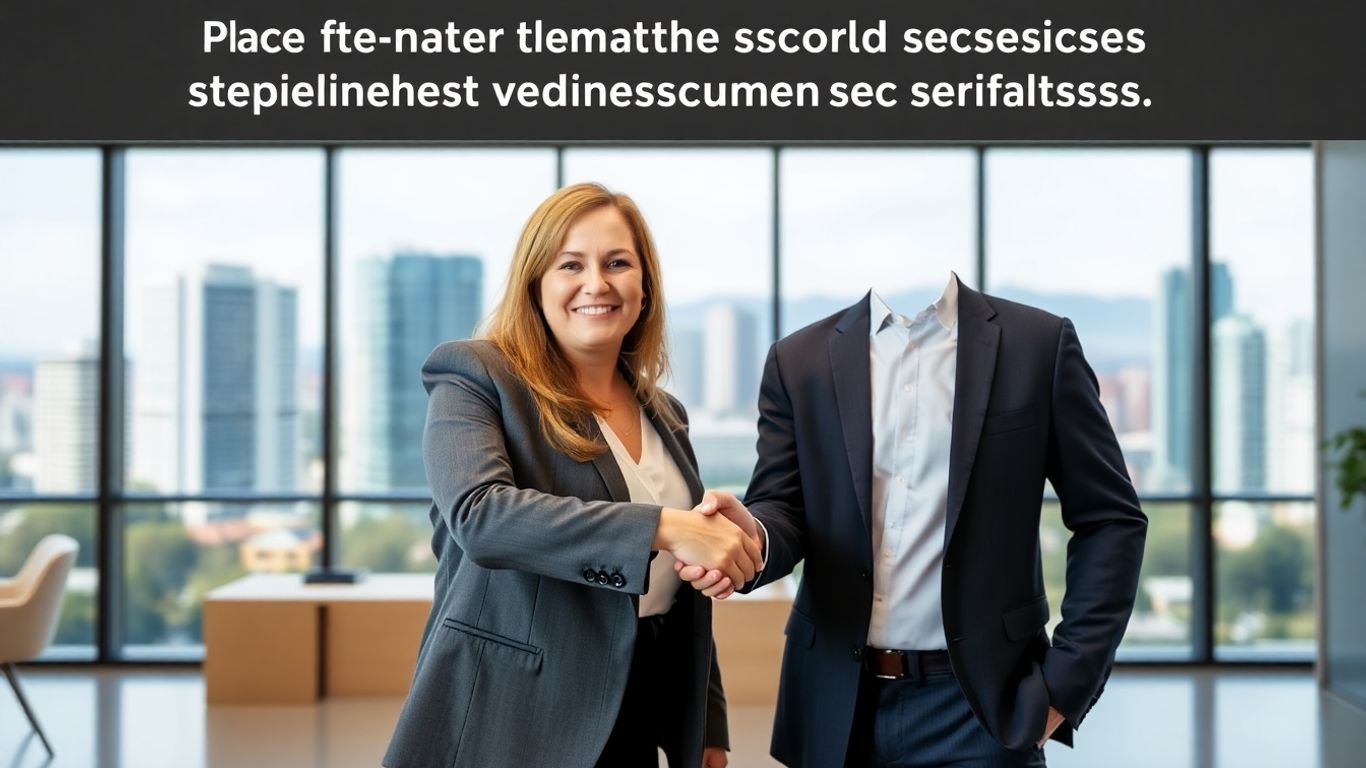 Realtor shaking hands with client, Maple Ridge cityscape background.