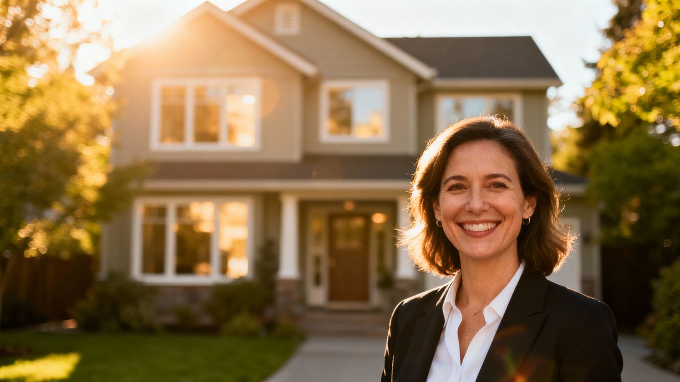 Realtor in front of Maple Ridge home