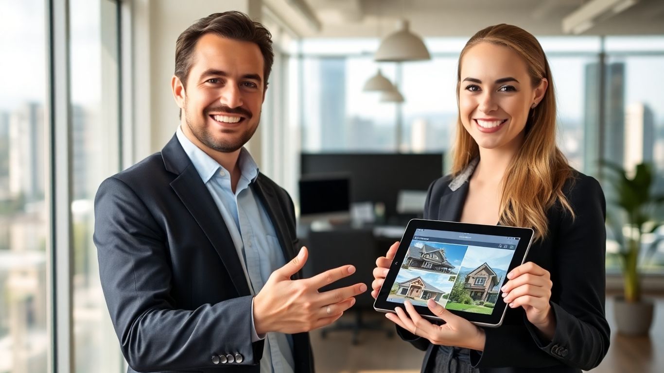 Realtor using tablet to find properties in Maple Ridge.