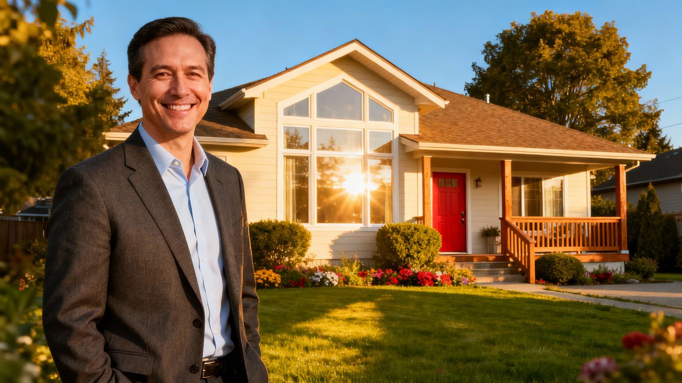 Realtor in front of a house in Pitt Meadows.