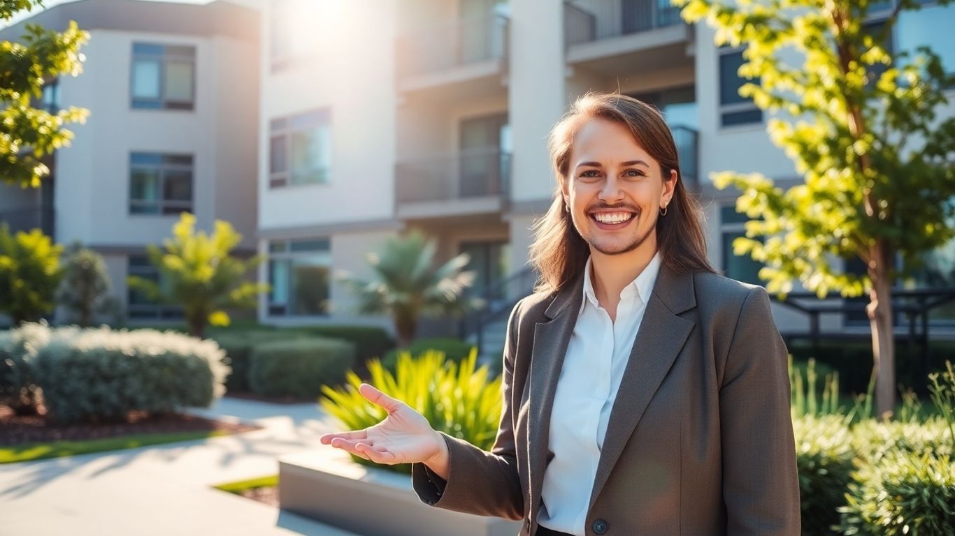 FPI Management building with smiling property manager