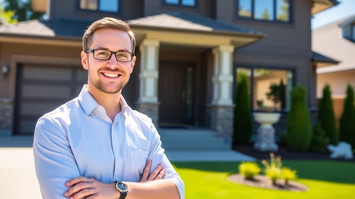 Real estate agent Adam Lloyd in front of a Maple Ridge home.