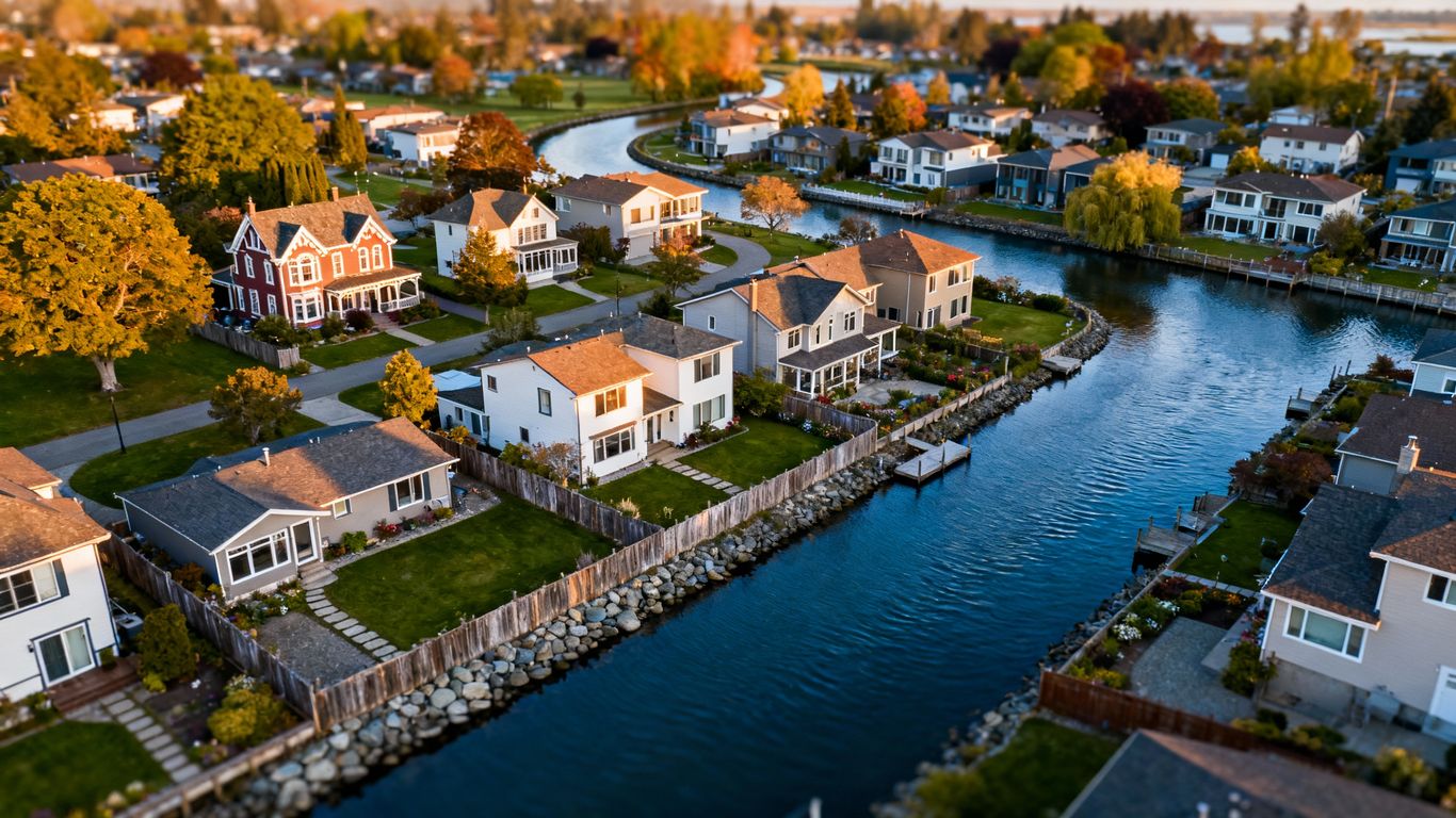 South Delta homes with waterways and green spaces.