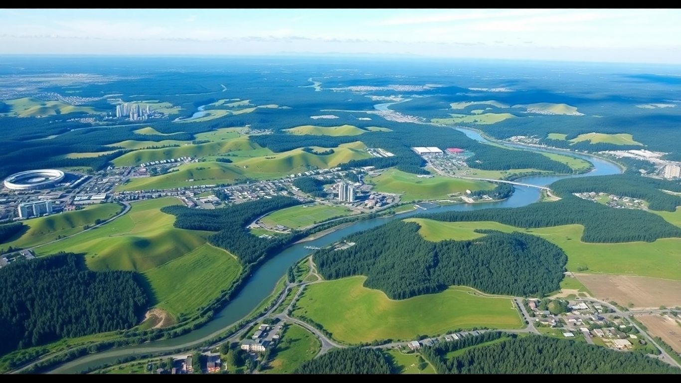 Aerial view of Maple Ridge and Pitt Meadows' natural beauty.