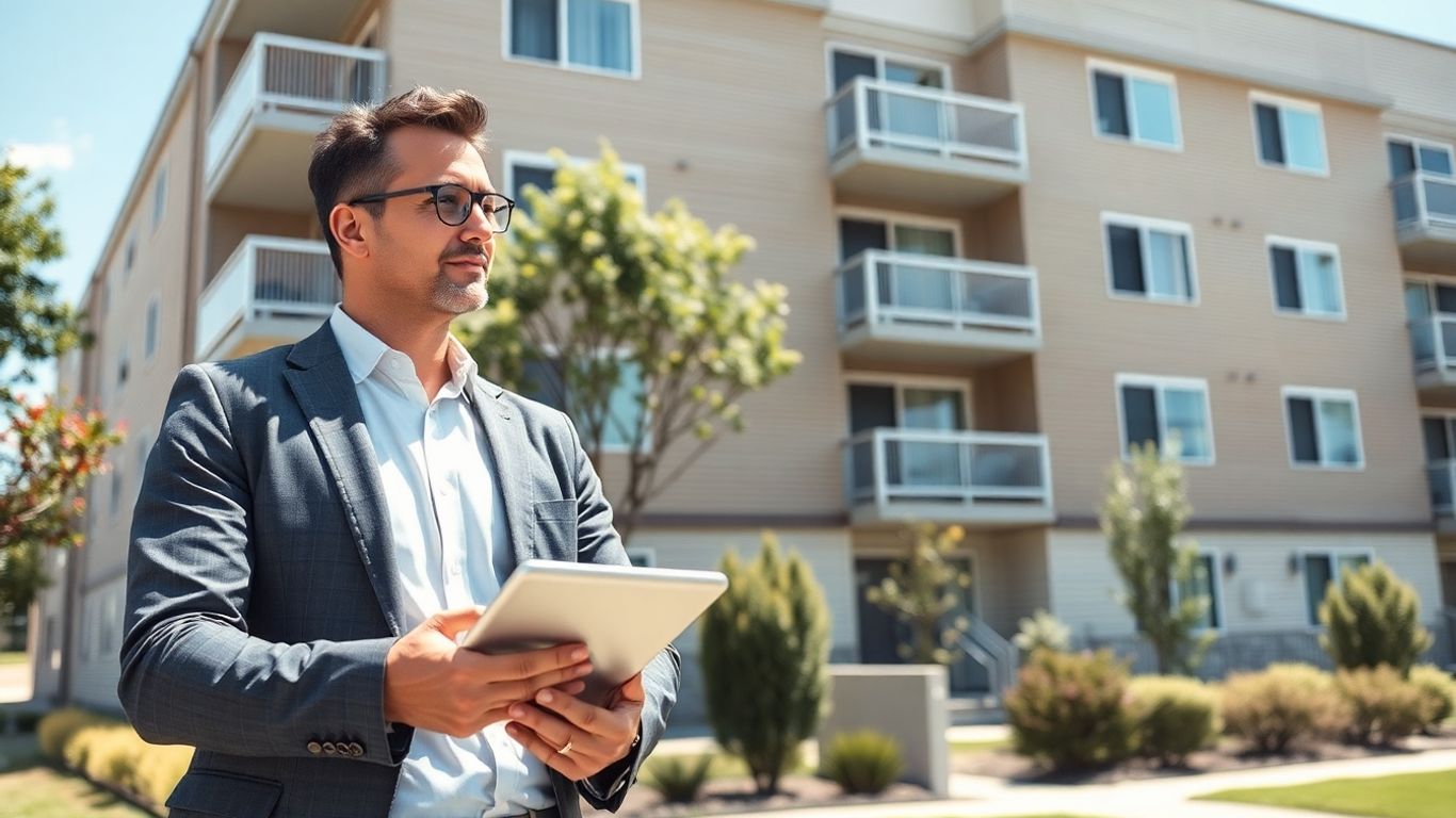 Property manager overseeing apartment building