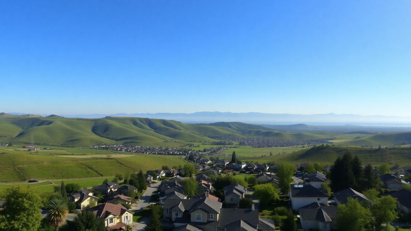 Fraser Valley landscape with homes and mountains.