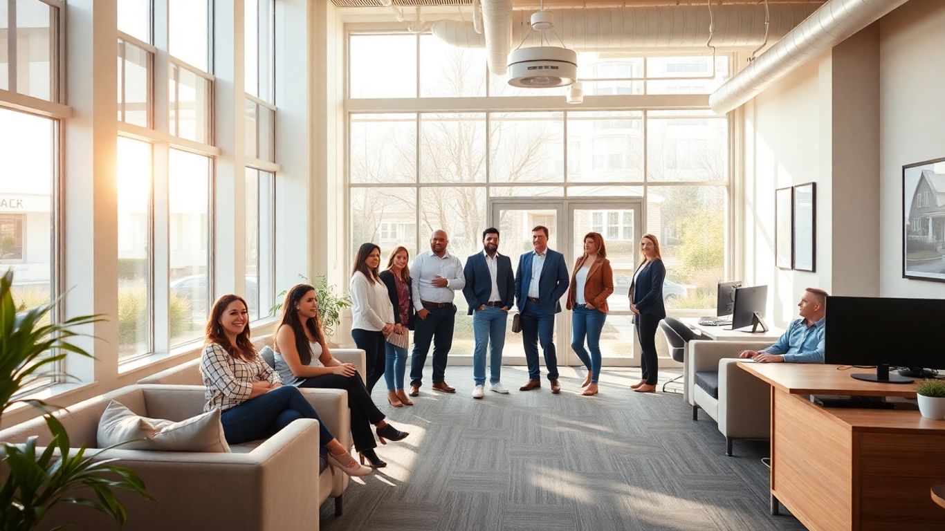 Brookside Realty office interior with agents working.