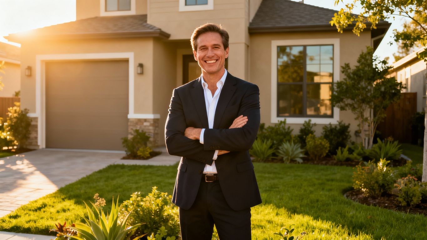 Experienced Pitt Meadows realtor outside a modern home.