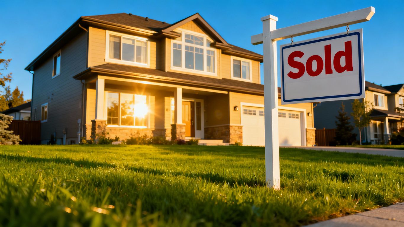 Canadian house with sold sign.