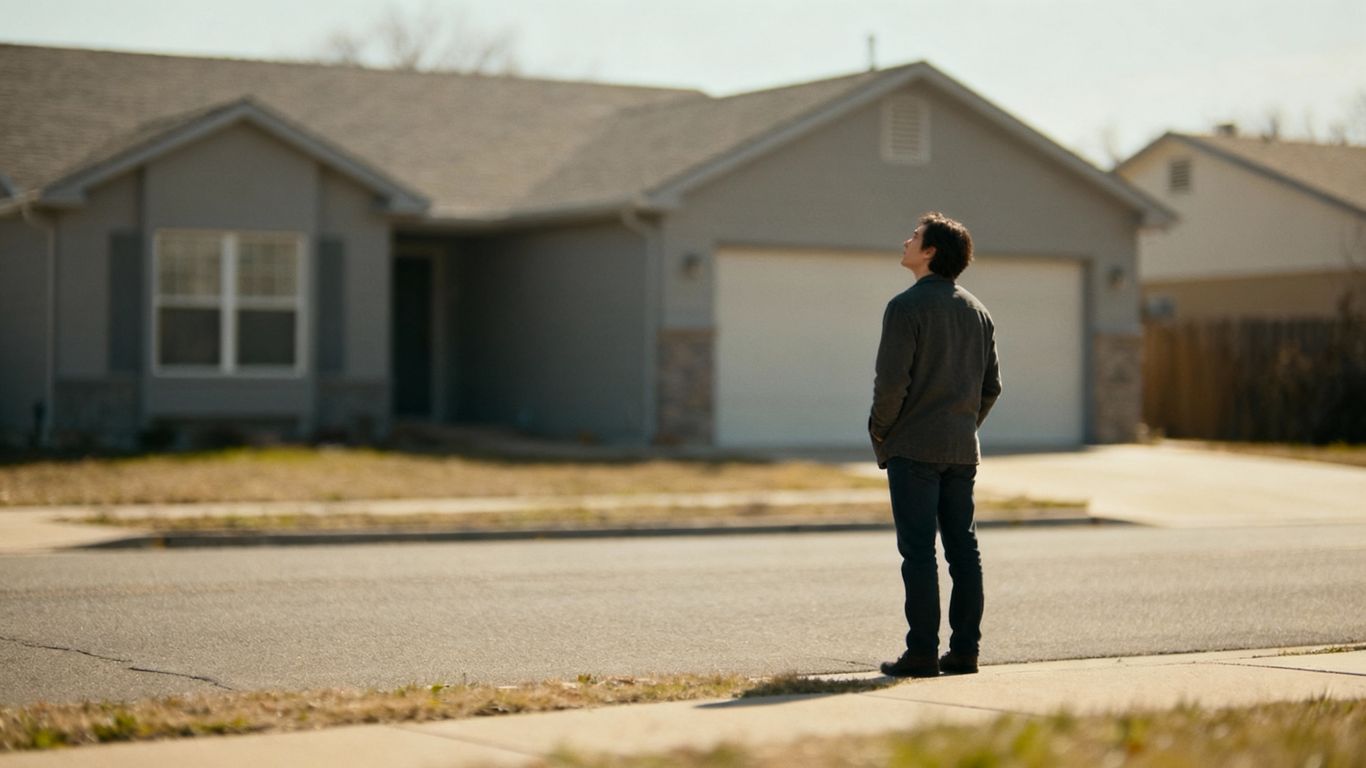 House with hesitant buyer and absent seller sign.