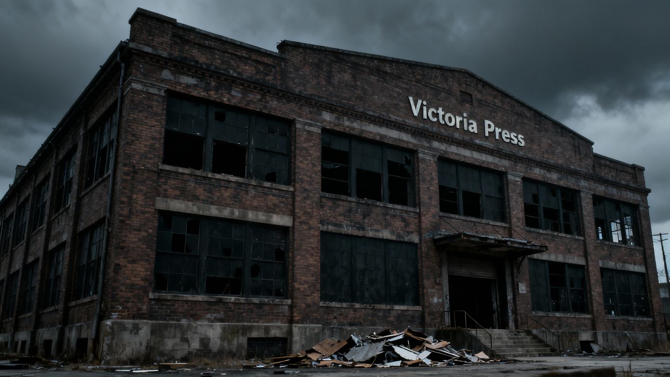 Victoria Press Building in receivership, looking abandoned.