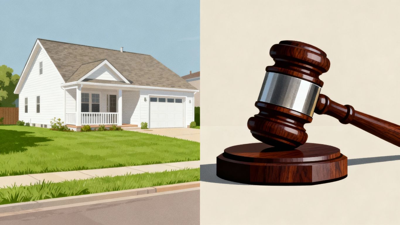 House and gavel symbolizing legal ruling impacting property owners.