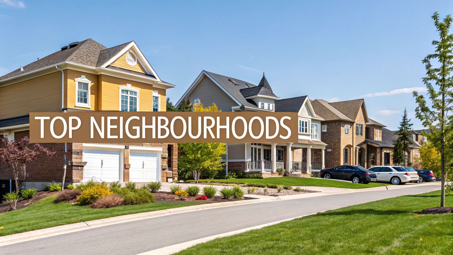 A quiet residential street in Maple Ridge with modern family homes and autumn trees.