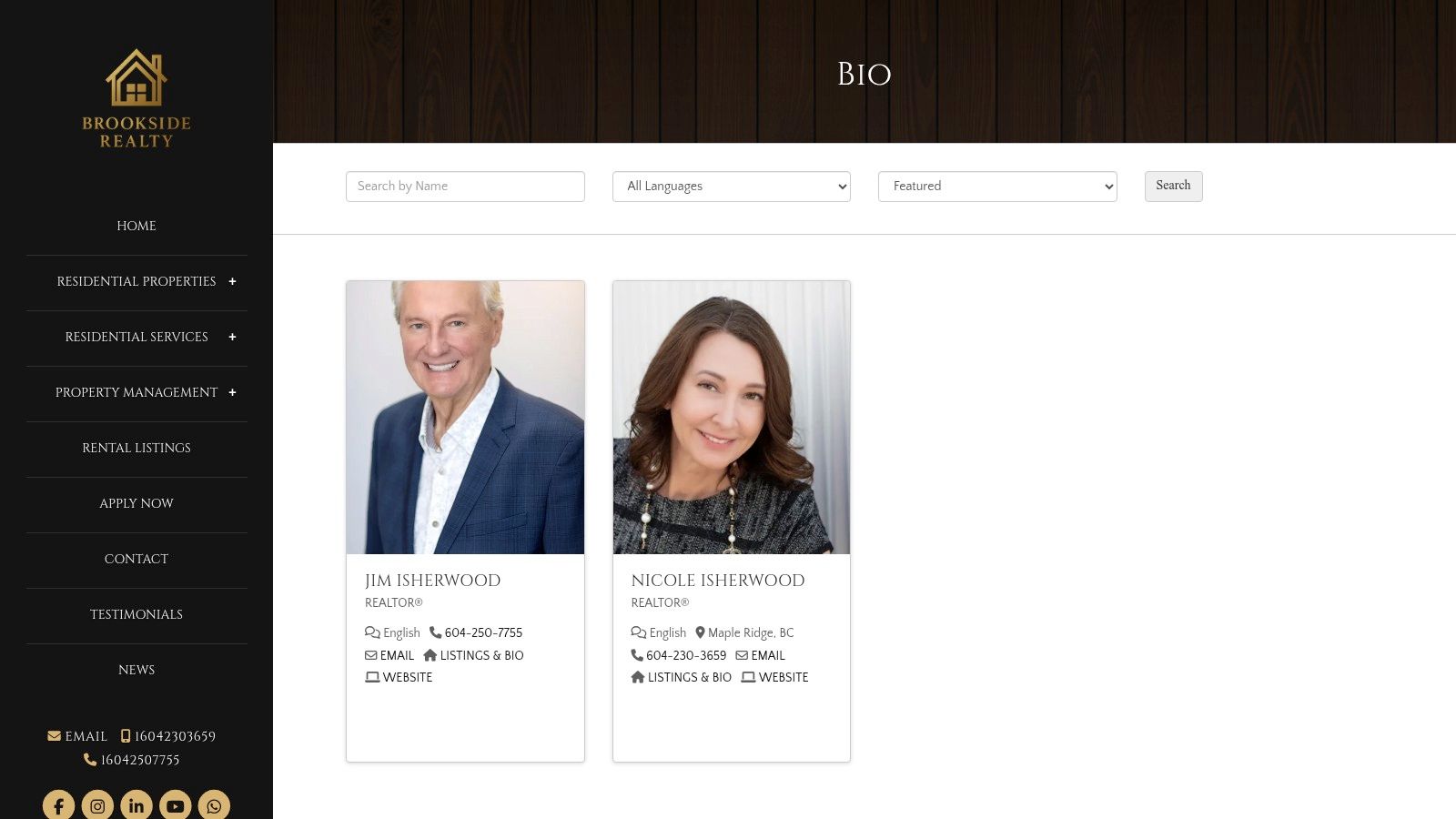 Brookside Realty – Team / Property Management site