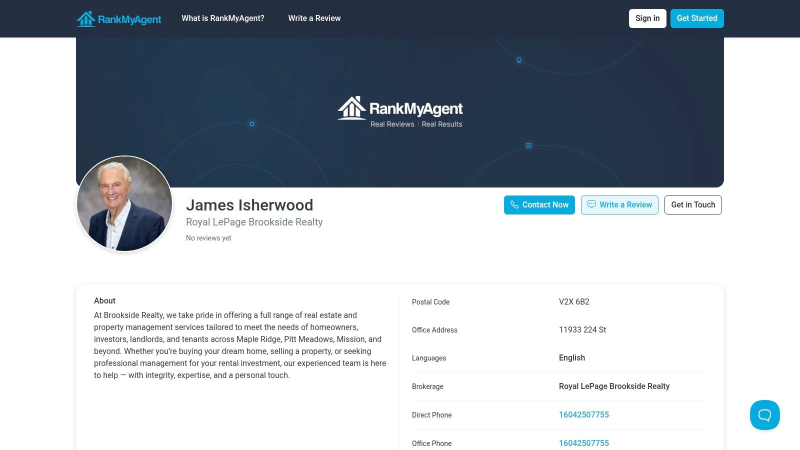 RankMyAgent – James (Jim) Isherwood reviews/profile