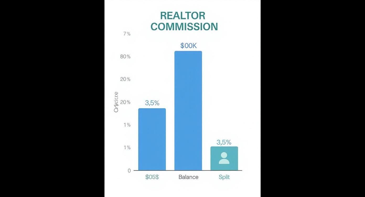 Infographic showing the standard real estate commission structure in British Columbia.