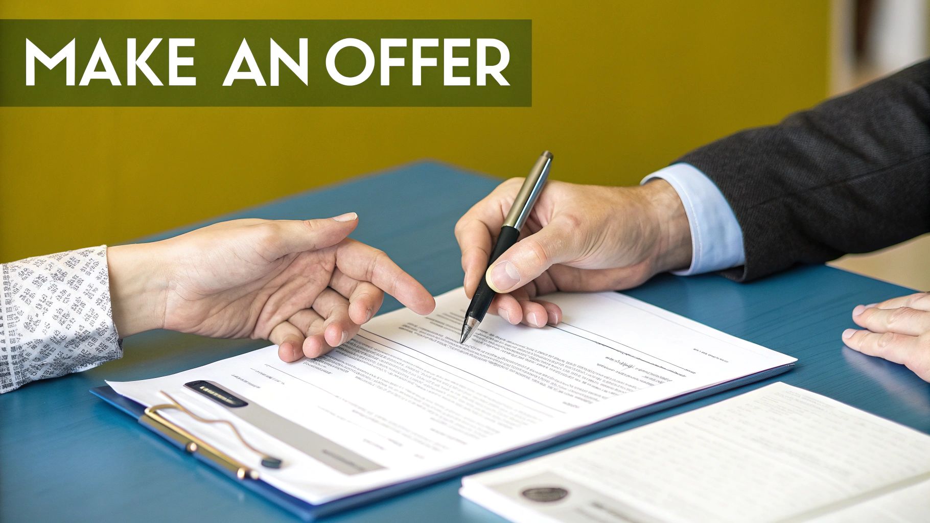 A group of professionals discussing blueprints and documents around a modern conference table.