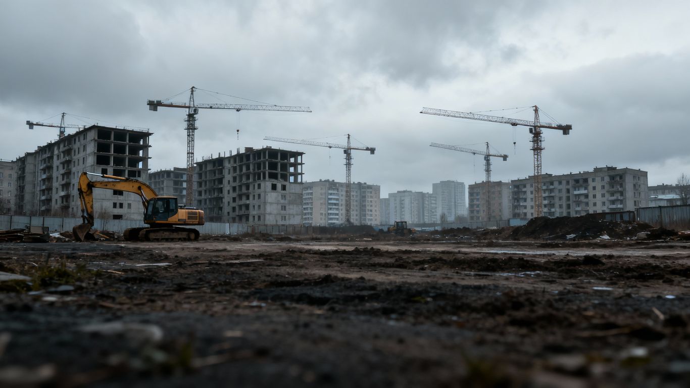 Vancouver skyline with stalled construction projects.