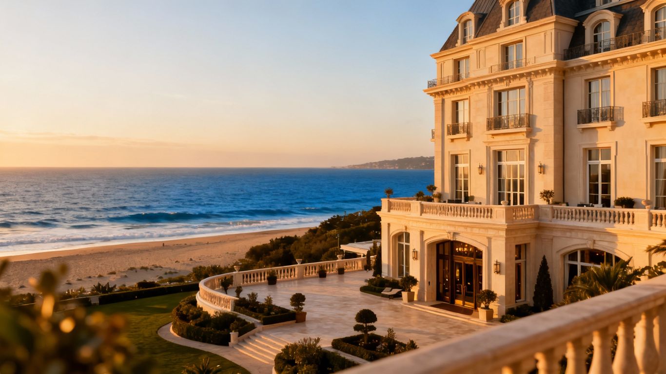 Luxury hotel with coastal view, property deal uncertainty.