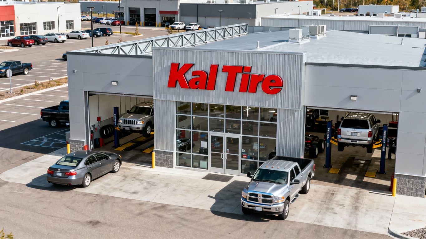 Kal Tire store with vehicles and service bays.