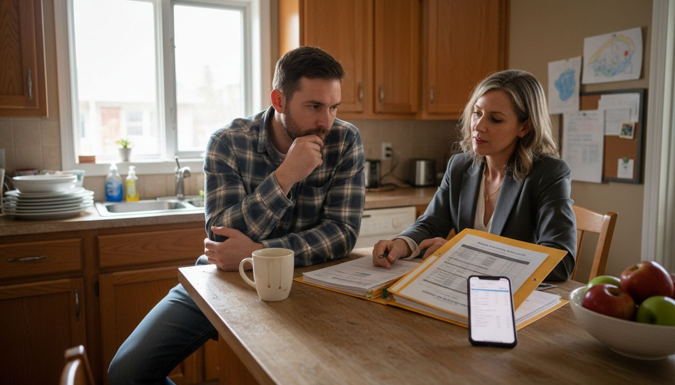 Homeowner and manager reviewing rental report