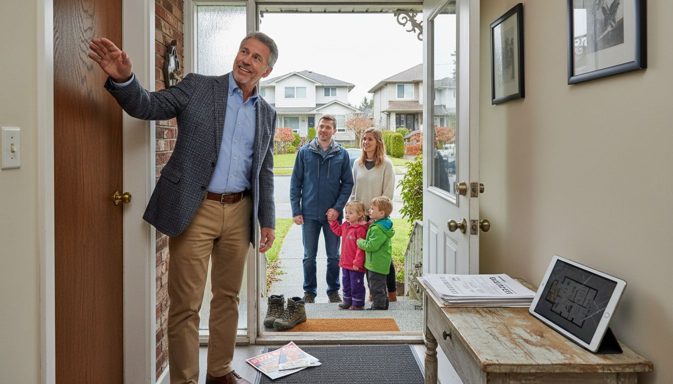 Agent showing home in diverse Fraser Valley neighborhood