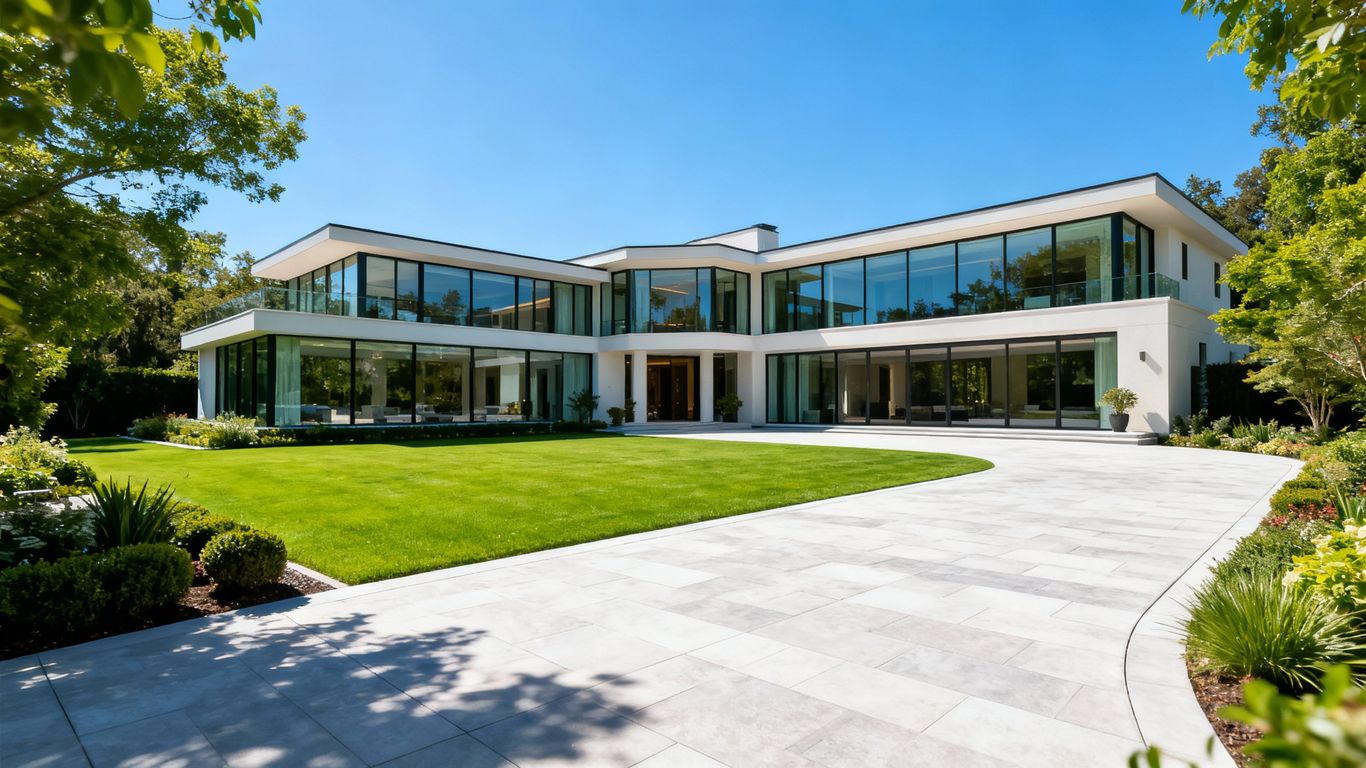 West Vancouver mansion with large windows and manicured lawn.