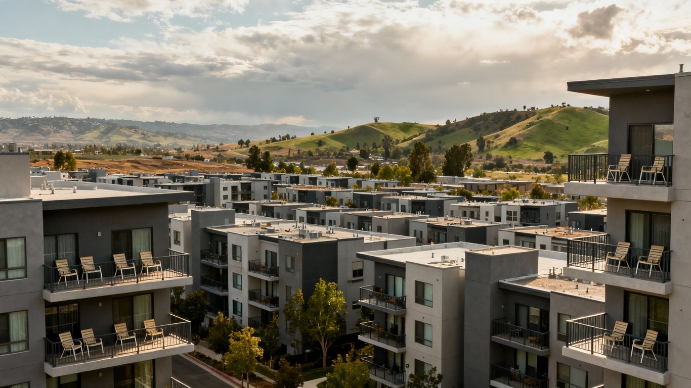 Thompson-Okanagan condo buildings with empty balconies.