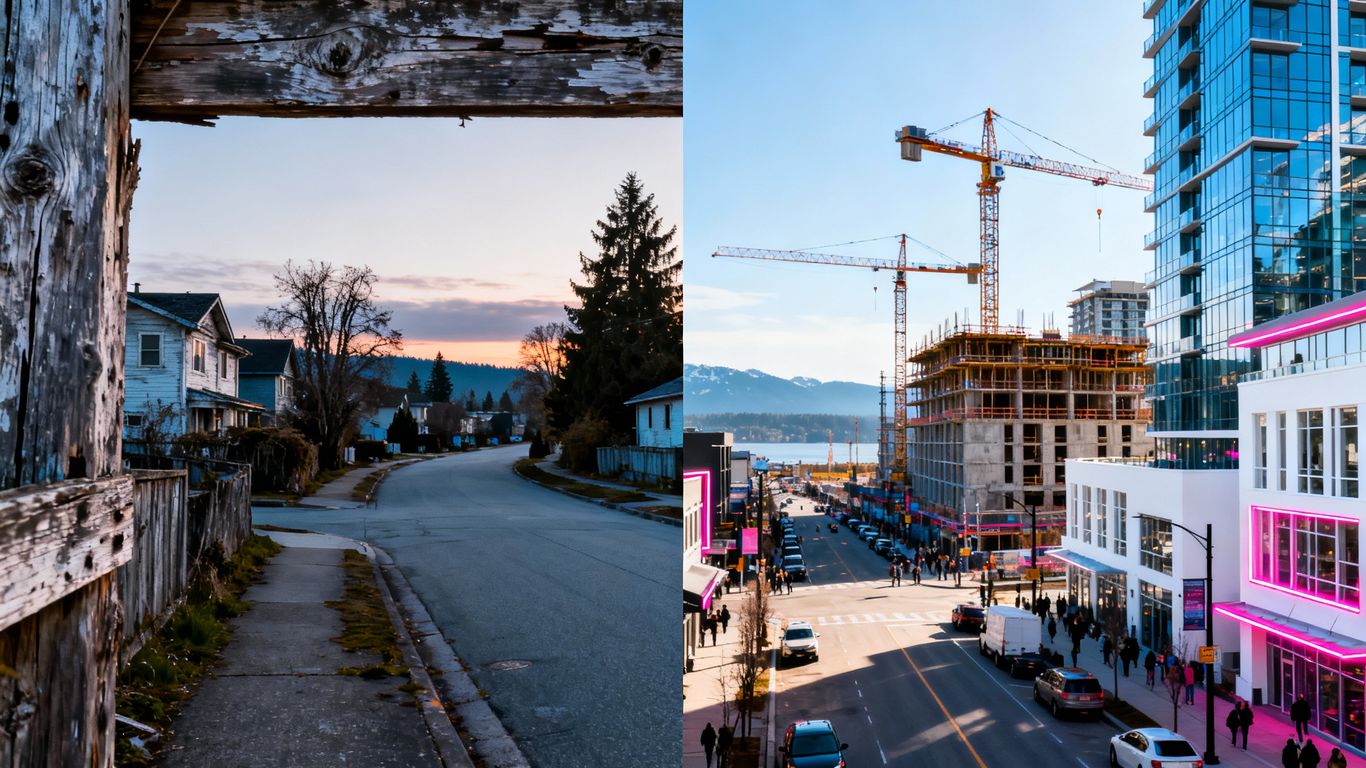 Contrasting real estate trends: declining Lower Mainland vs. growing Northern regions.