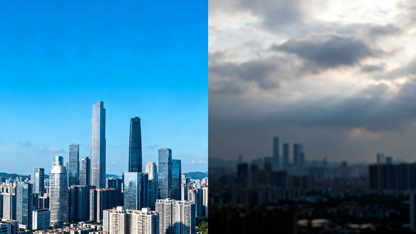 British Columbia cityscape reflecting economic optimism and fears.