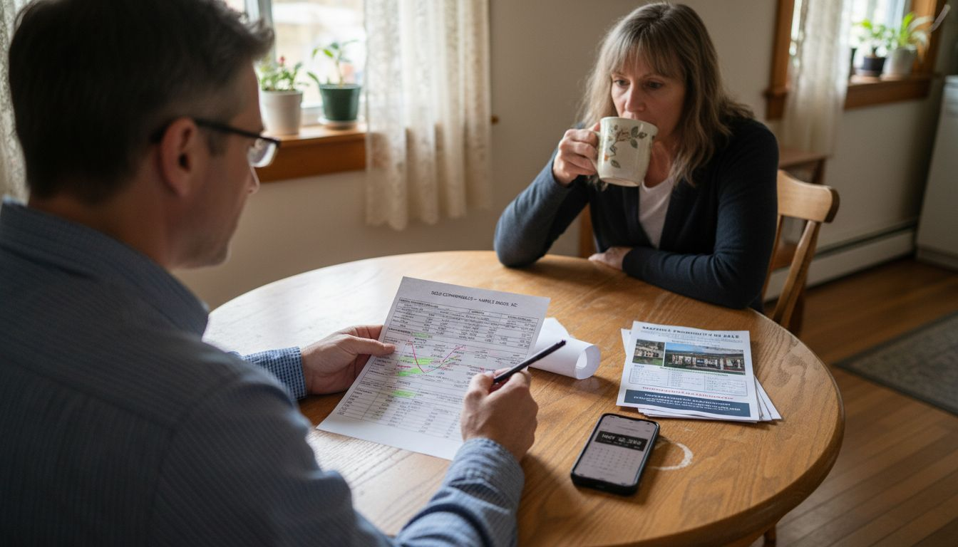 Realtor reviewing market data at home table