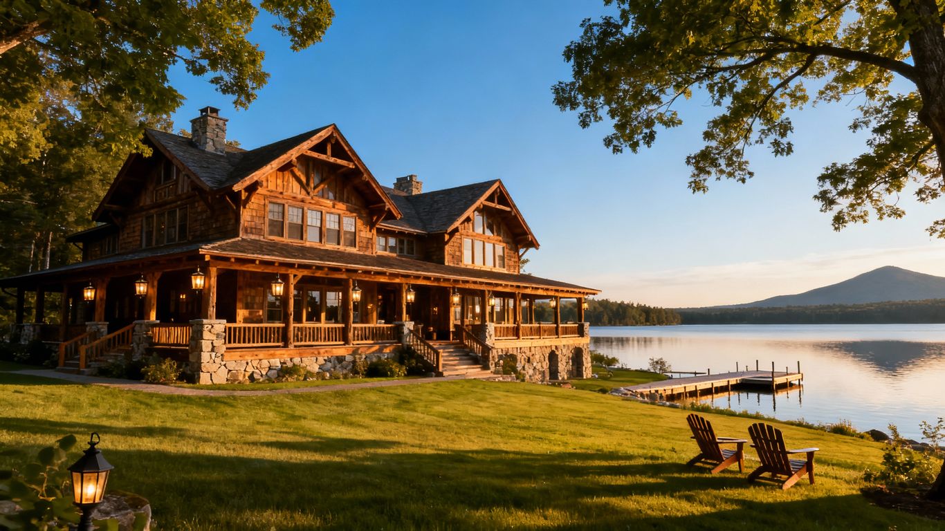 Historic fishing lodge with waterfront view