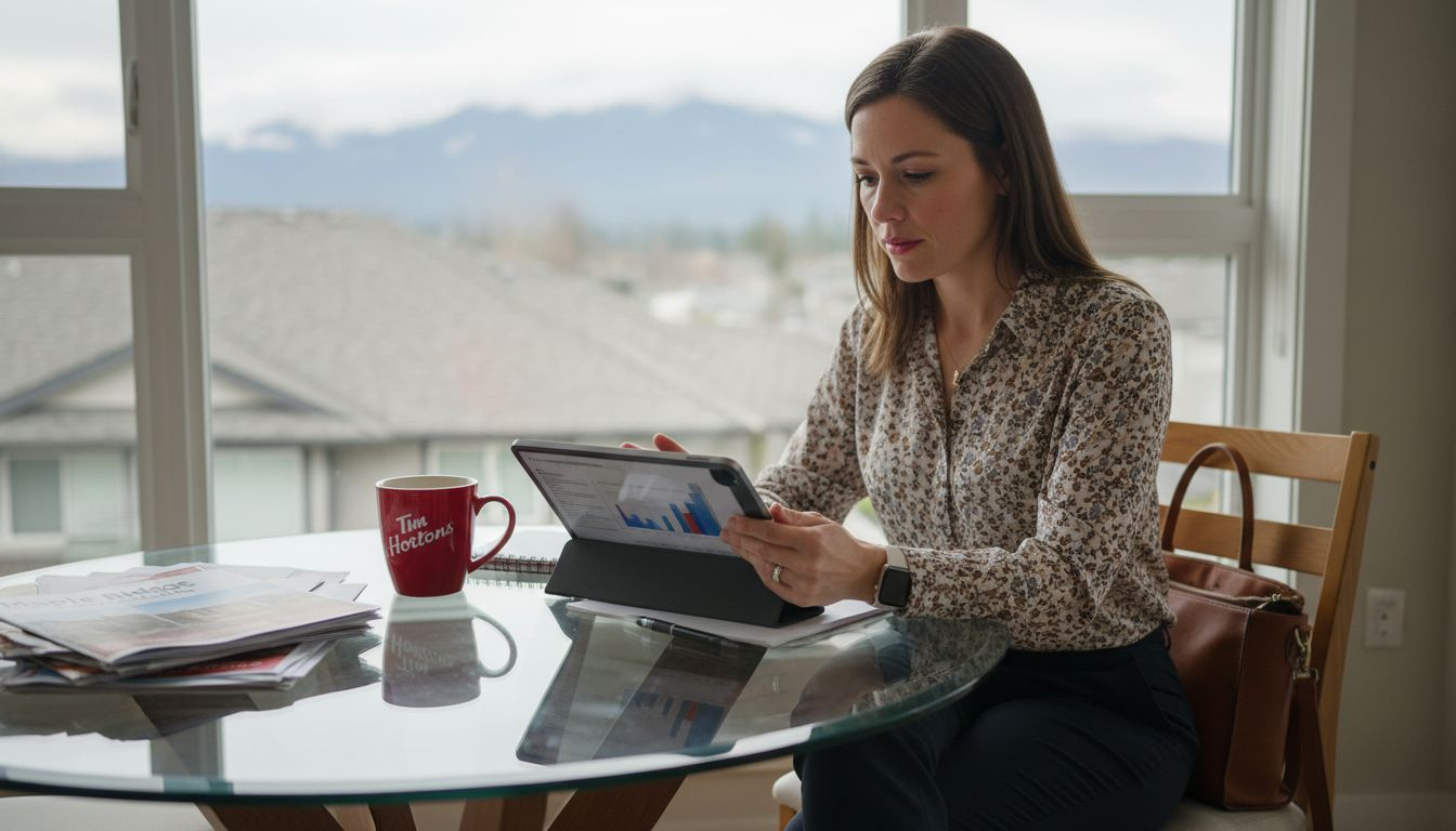 Agent reviewing market analysis at home table