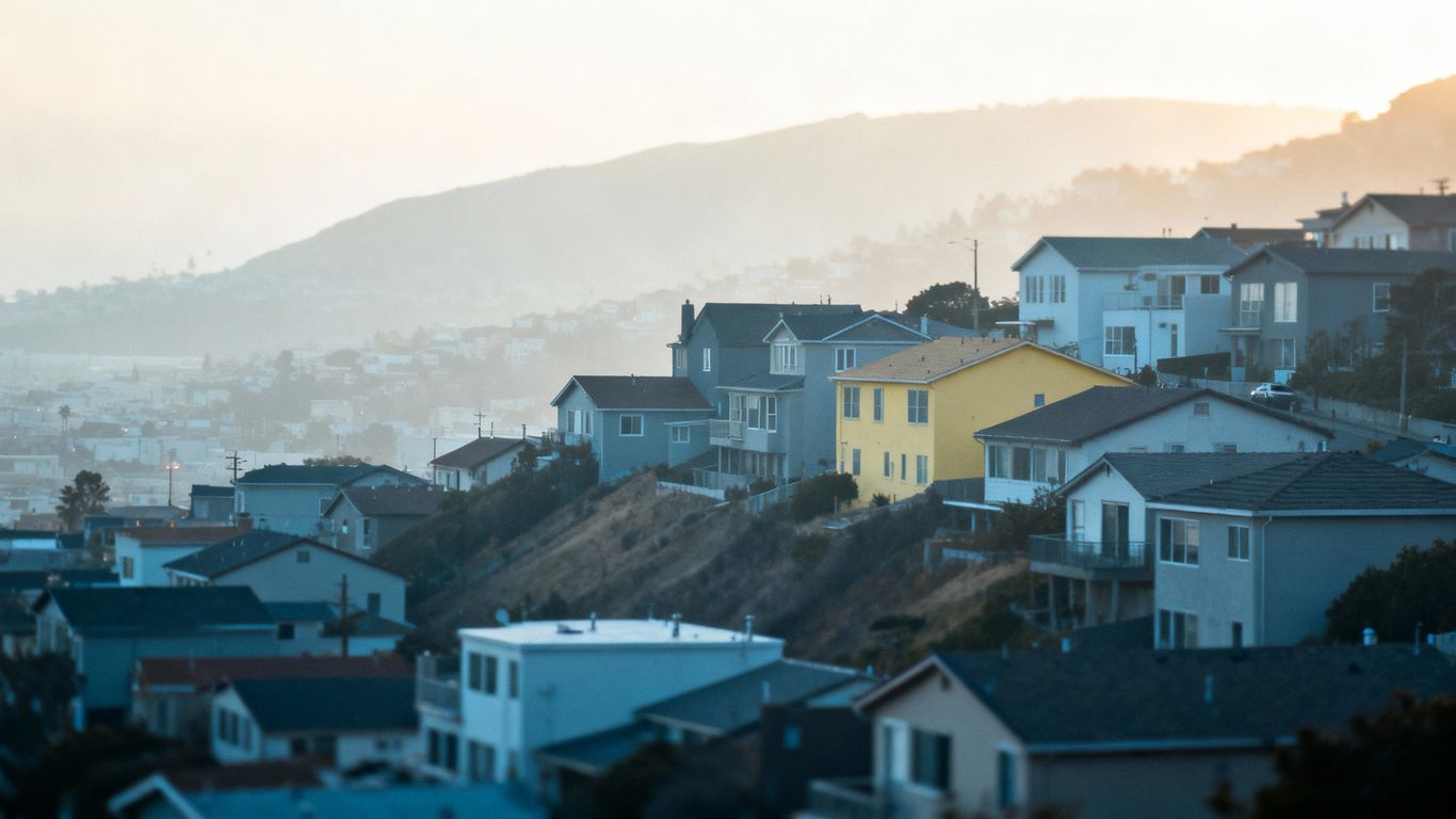 Victoria cityscape with houses and a gentle downward slope.