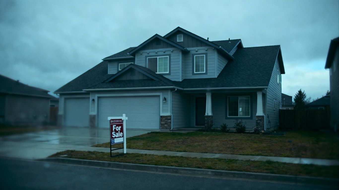 B.C. house with 'For Sale' sign.