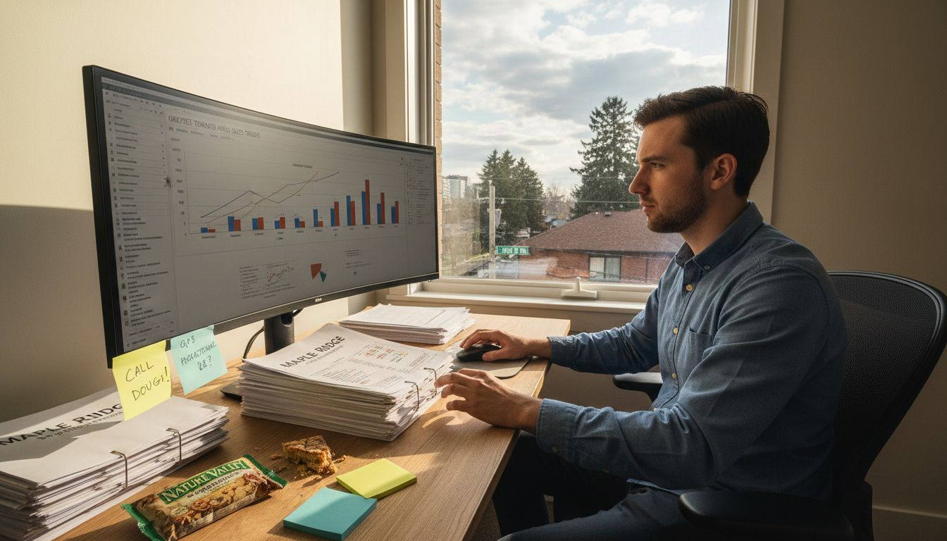 Agent reviewing Maple Ridge market analysis