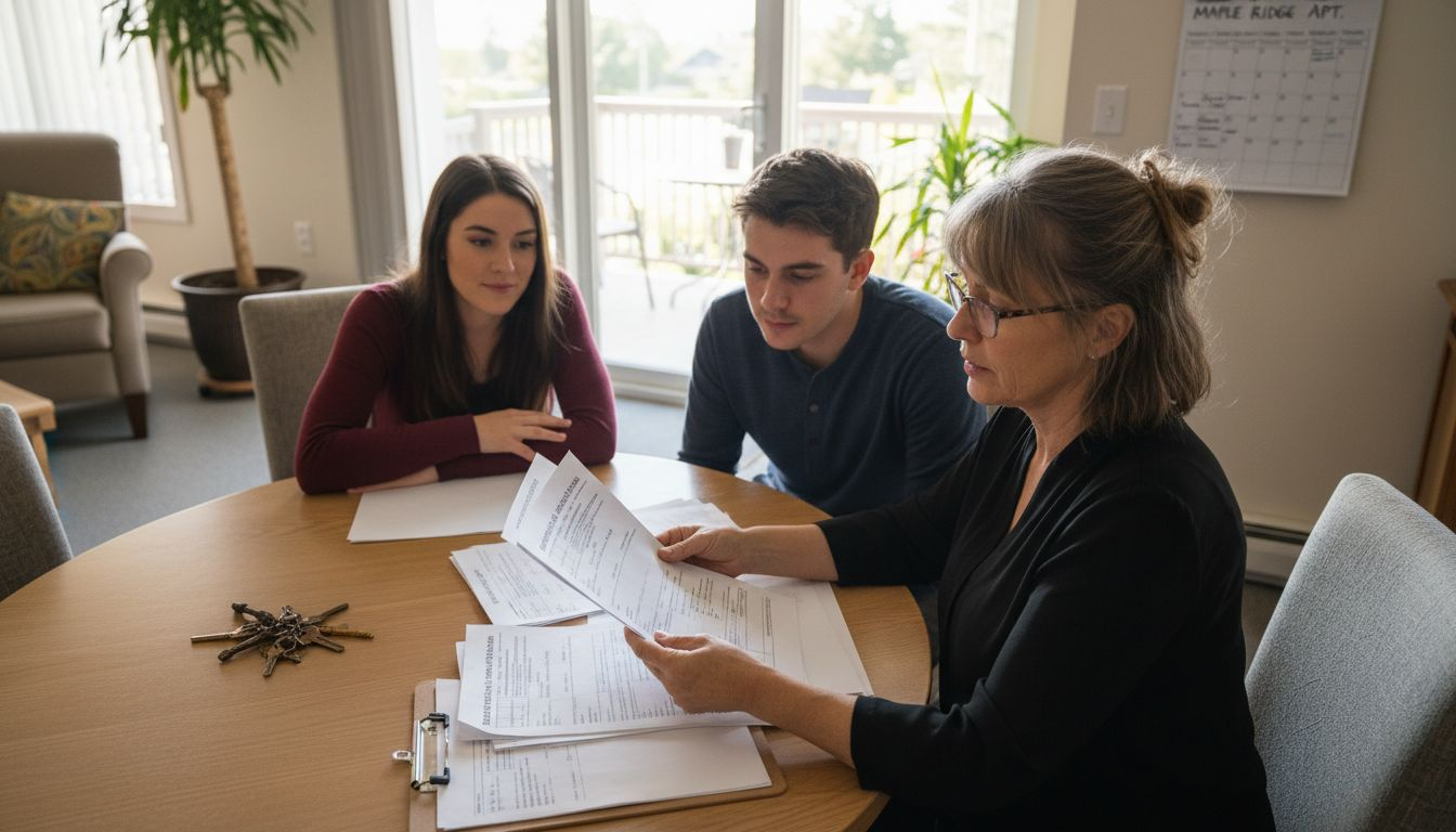 Tenant screening meeting at Maple Ridge property