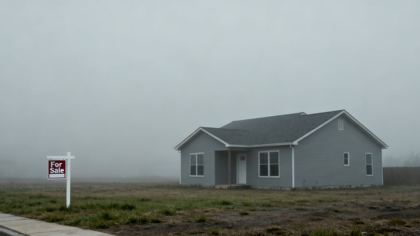 Empty house with a 'For Sale' sign.