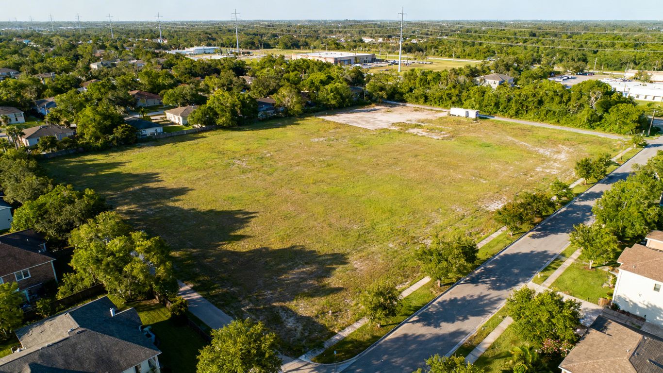 Aerial view of prime land in Whalley, Surrey.