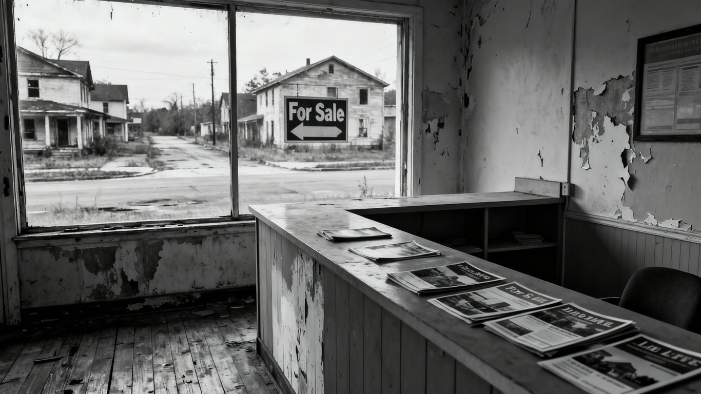 Empty real estate office with vacant houses.
