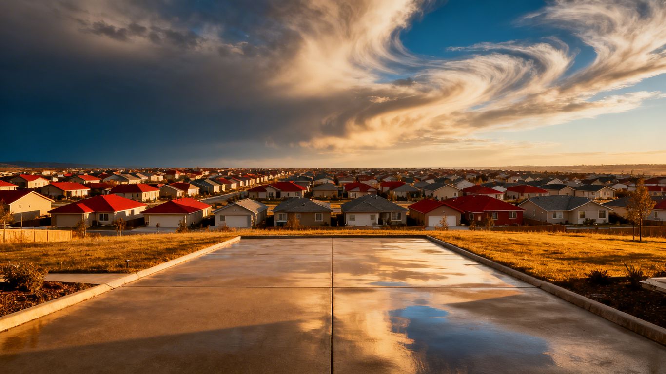 Abundant houses with a single empty driveway.