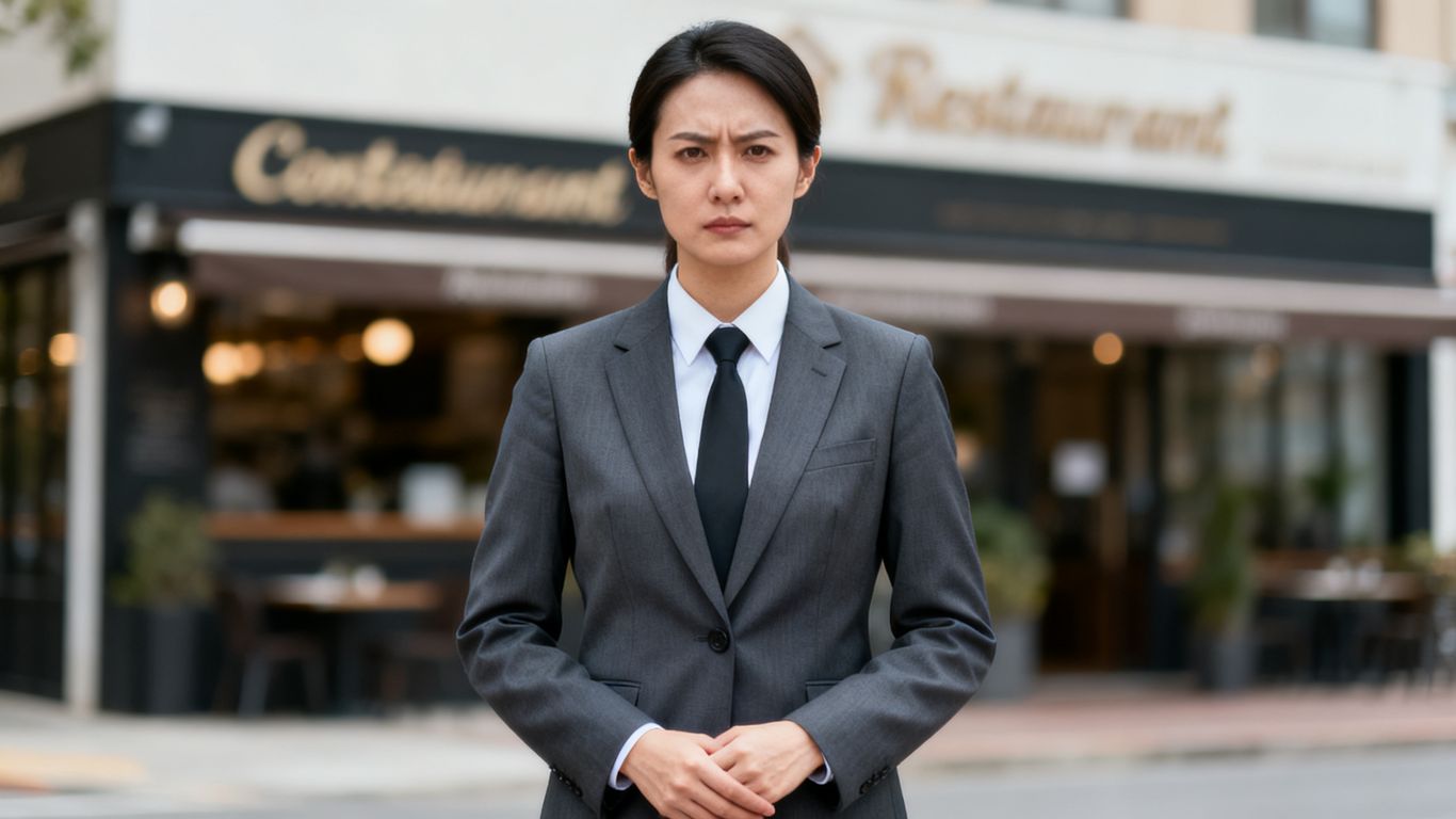 Real estate agent and restaurant facade.